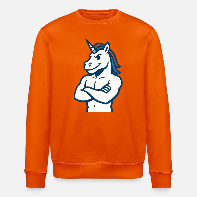 Selbstbewusstes Einhorn-Maskottchen Starkes Sportdesign - Stanley/Stella Unisex Bio-Sweatshirt ROLLER - Tieforange