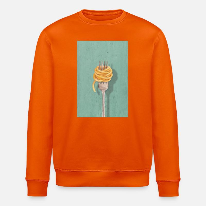 Pasta Fork Reduced Kitchen Design - Stanley/Stella ROLLER Unisex Organic Sweatshirt - bright orange