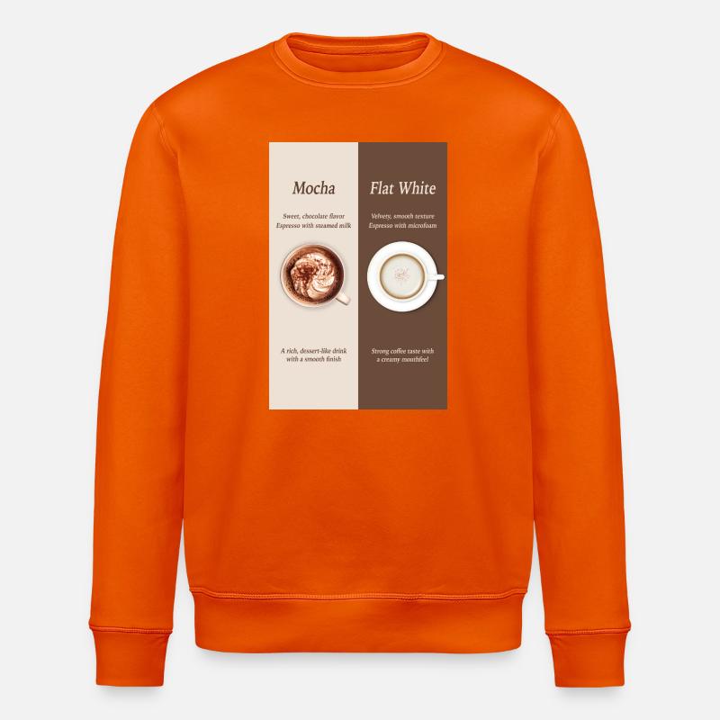 Affiche Moka vs café blanc plat - Sweat bio ROLLER Stanley/Stella Unisexe - orange profond