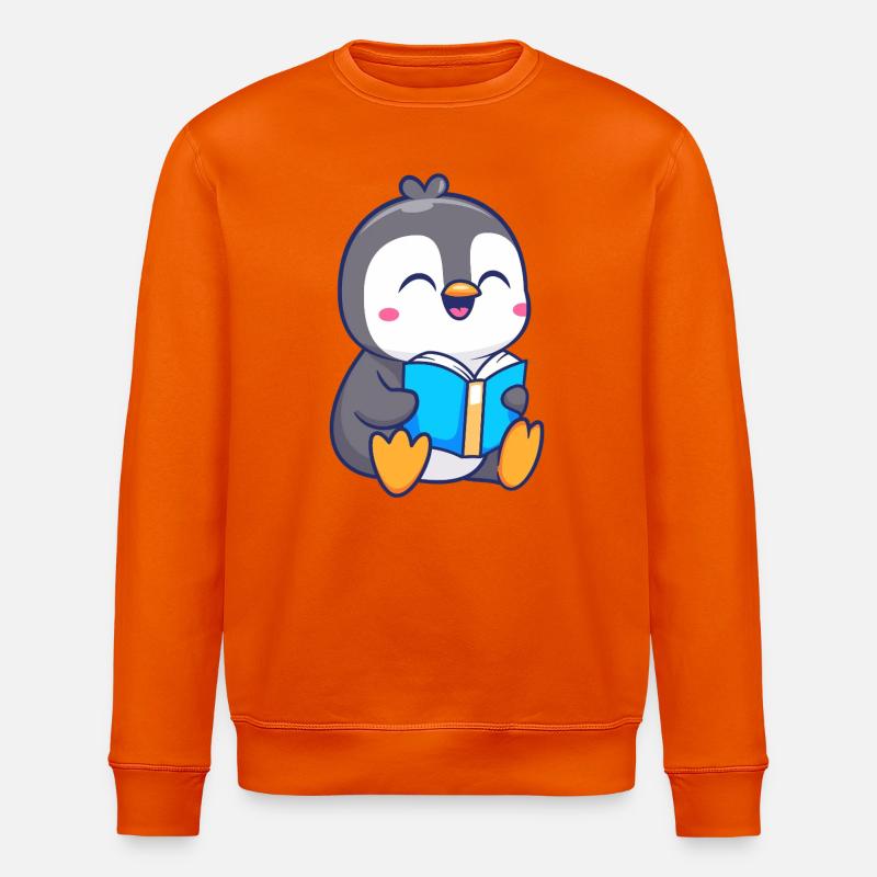 Entzückendes Pinguin-Lesebuch-Design - Stanley/Stella Unisex Bio-Sweatshirt ROLLER - Tieforange