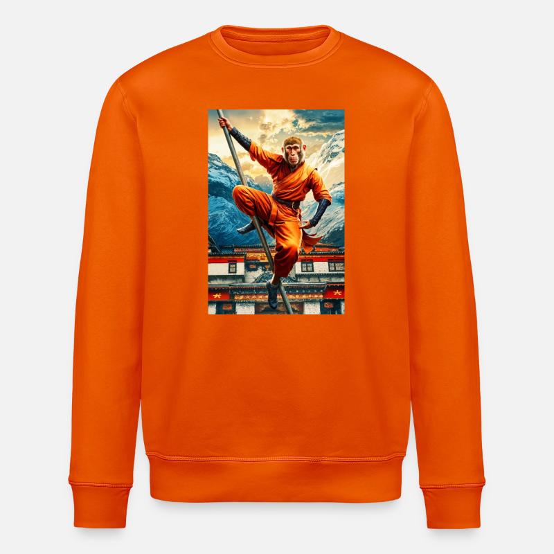 Humanoid Monkey Shaolin Monk - Stanley/Stella ROLLER Unisex Organic Sweatshirt - bright orange