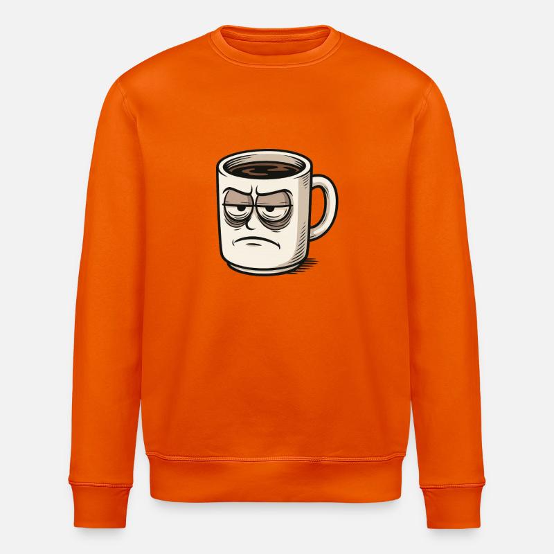 Coffee cup with grumpy face - Stanley/Stella ROLLER Unisex Organic Sweatshirt - bright orange