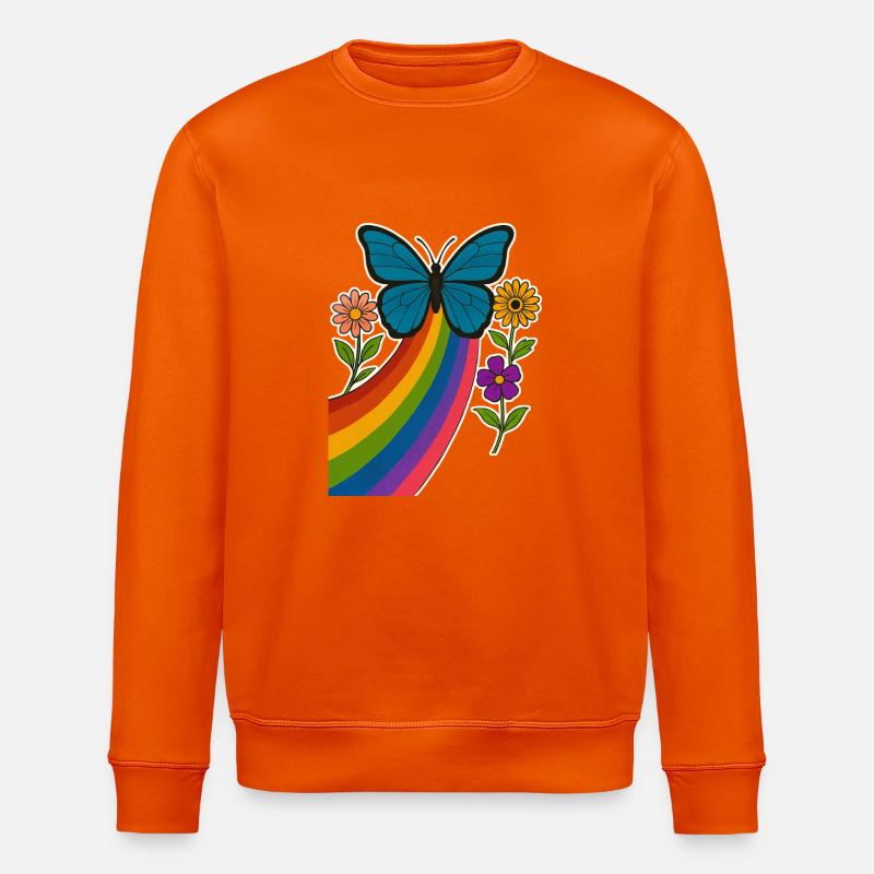 Regenbogen Schmetterling - Stanley/Stella Unisex Bio-Sweatshirt ROLLER - Tieforange