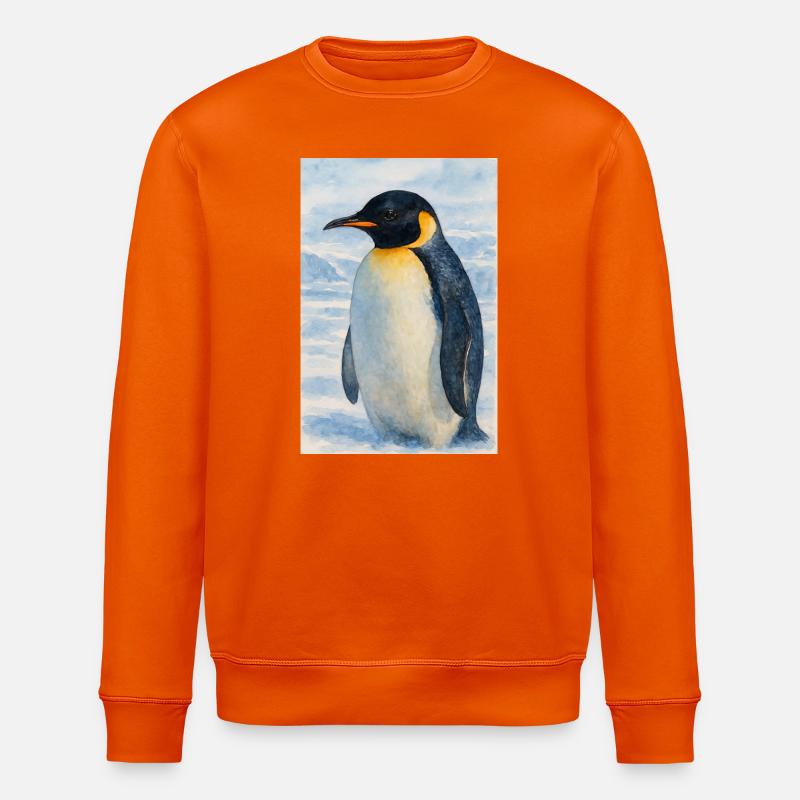 Aquarell Pinguin am Meer - Stanley/Stella Unisex Bio-Sweatshirt ROLLER - Tieforange