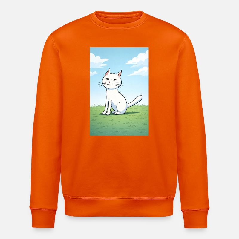 Chat blanc au regard espiègle - Sweat bio ROLLER Stanley/Stella Unisexe - orange profond