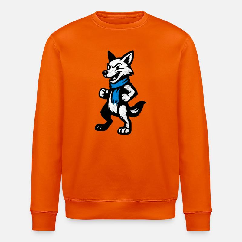 Wolfsheld mit blauem Schal - Stanley/Stella Unisex Bio-Sweatshirt ROLLER - Tieforange