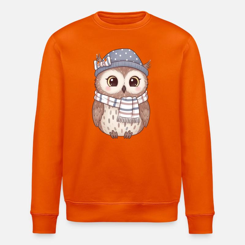 Hibou d’hiver avec écharpe et chapeau - Sweat bio ROLLER Stanley/Stella Unisexe - orange profond