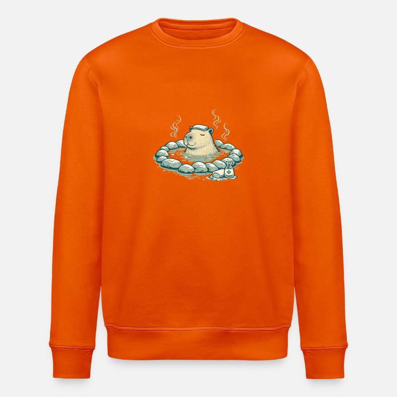Capybara im Quellbad - Stanley/Stella Unisex Bio-Sweatshirt ROLLER - Tieforange