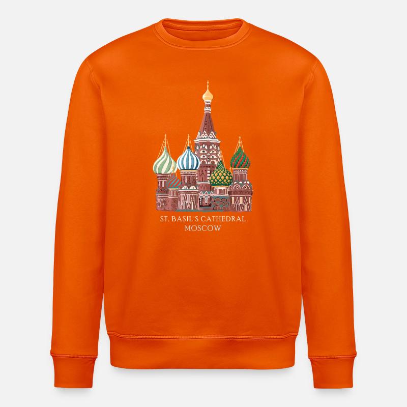 Moskau, Handgezeichnete Basiliuskathedrale - Stanley/Stella Unisex Bio-Sweatshirt ROLLER - Tieforange