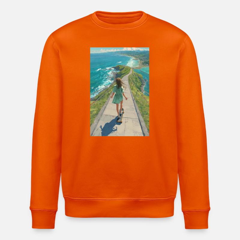 Coastal Crest Longboarder - Stanley/Stella Unisex Bio-Sweatshirt ROLLER - Tieforange