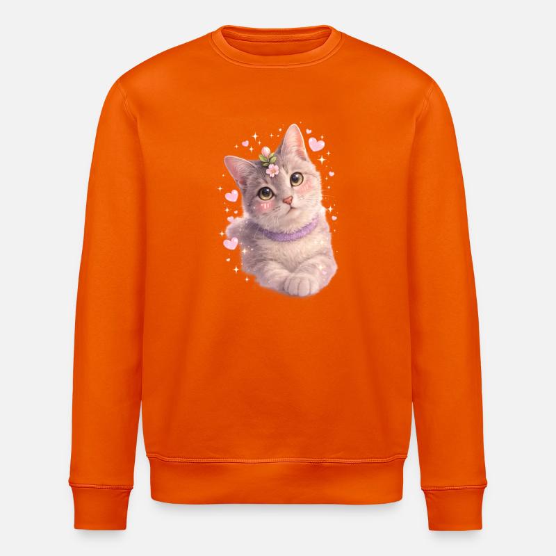 Chaton fleuri - Sweat bio ROLLER Stanley/Stella Unisexe - orange profond