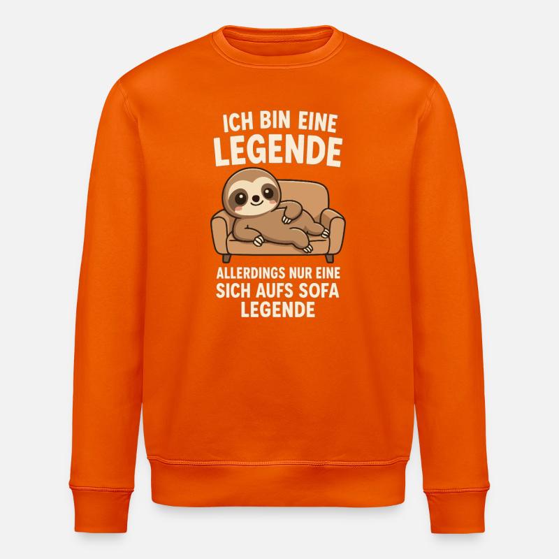 Faultier Sofa Legende Lustiger Spruch - Stanley/Stella Unisex Bio-Sweatshirt ROLLER - Tieforange