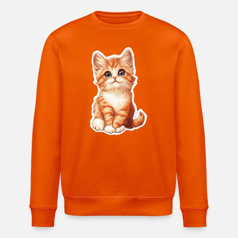 Cute Cat Kitten - Stanley/Stella ROLLER Unisex Organic Sweatshirt - bright orange