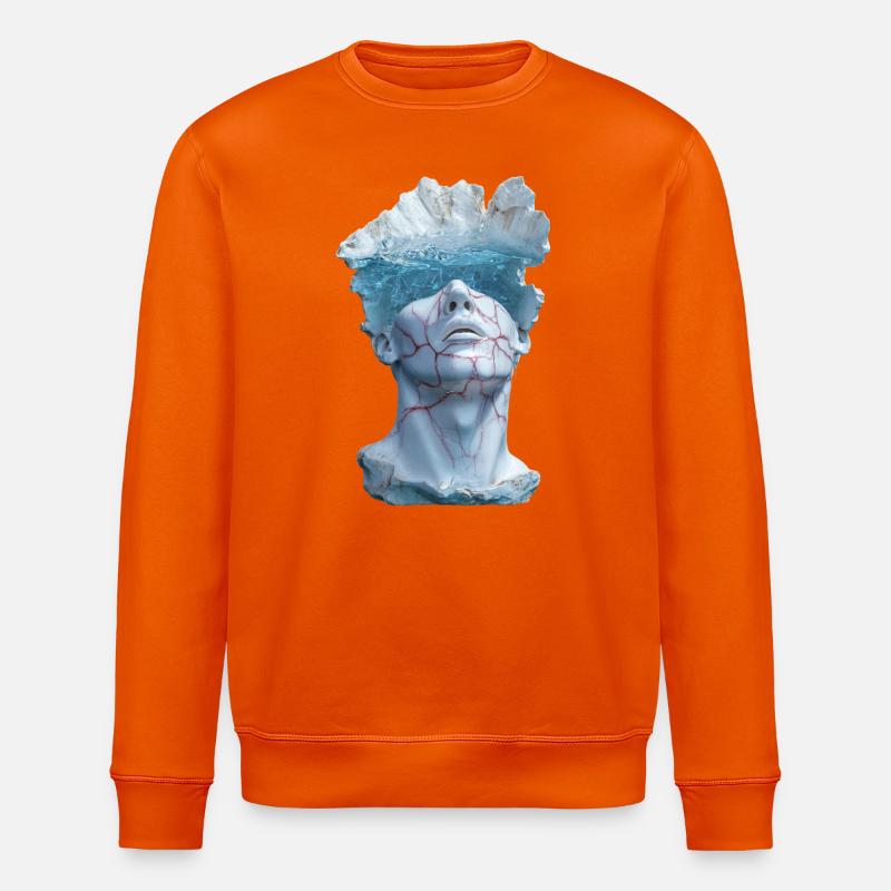 surreal marble statue bust - Stanley/Stella ROLLER Unisex Organic Sweatshirt - bright orange