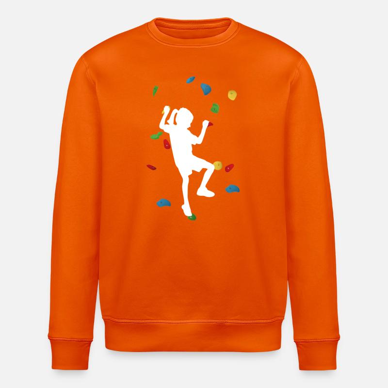 Kletterwand-Mädchen weiß – Boulder - Stanley/Stella Unisex Bio-Sweatshirt ROLLER - Tieforange