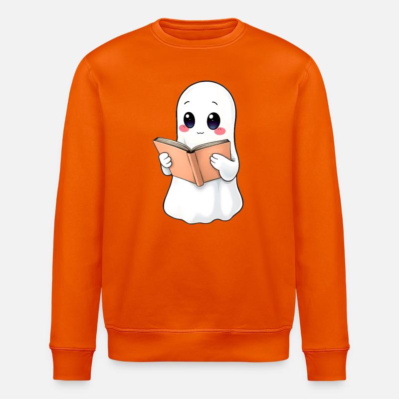 Gespenst liest ein Buch - Stanley/Stella Unisex Bio-Sweatshirt ROLLER - Tieforange