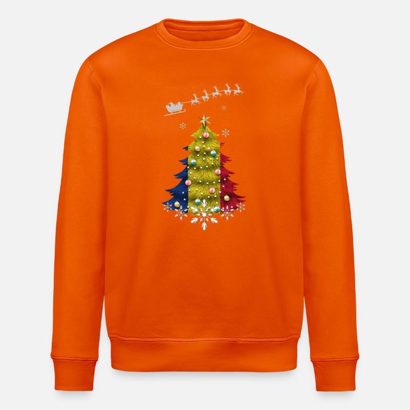 Weihnachtsbaum mit Rumänien-Flagge - Stanley/Stella Unisex Bio-Sweatshirt ROLLER - Tieforange