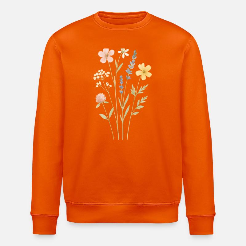 Prairie aquarelle de fleurs sauvages - Sweat bio ROLLER Stanley/Stella Unisexe - orange profond