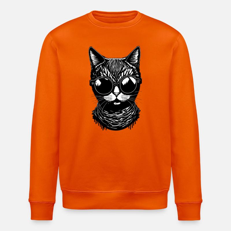 Coole Katze mit Sonnenbrille - Stanley/Stella Unisex Bio-Sweatshirt ROLLER - Tieforange