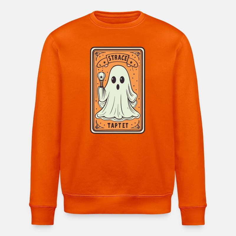 Tarot Card Ghost with Stick - Stanley/Stella ROLLER Unisex Organic Sweatshirt - bright orange