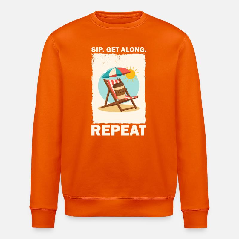 Sunny Beach Coffee Drinking Design - Stanley/Stella ROLLER Unisex Organic Sweatshirt - bright orange