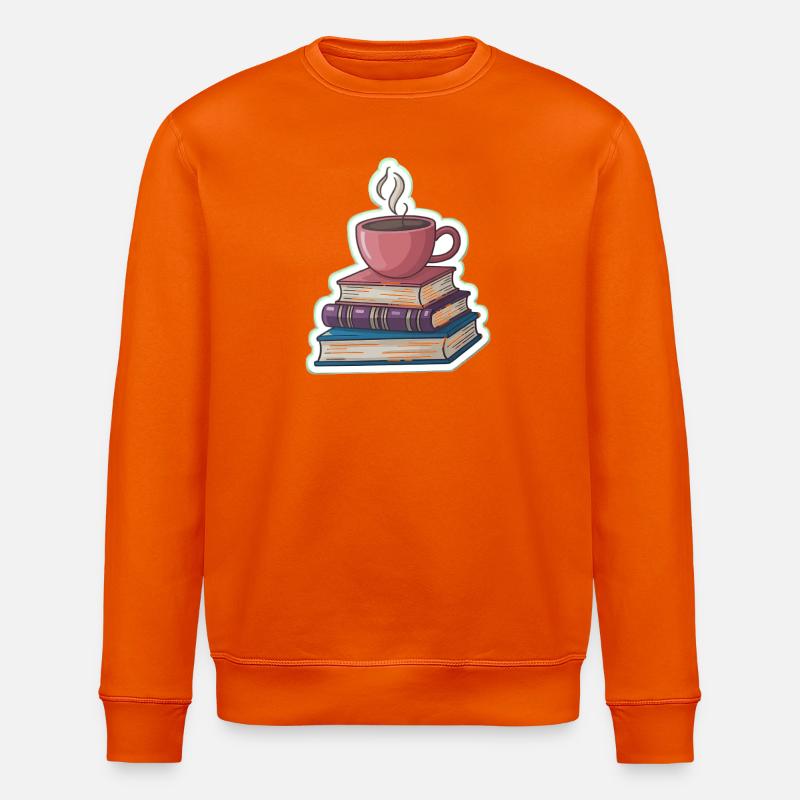 Kaffee und Bücherstapel - Stanley/Stella Unisex Bio-Sweatshirt ROLLER - Tieforange