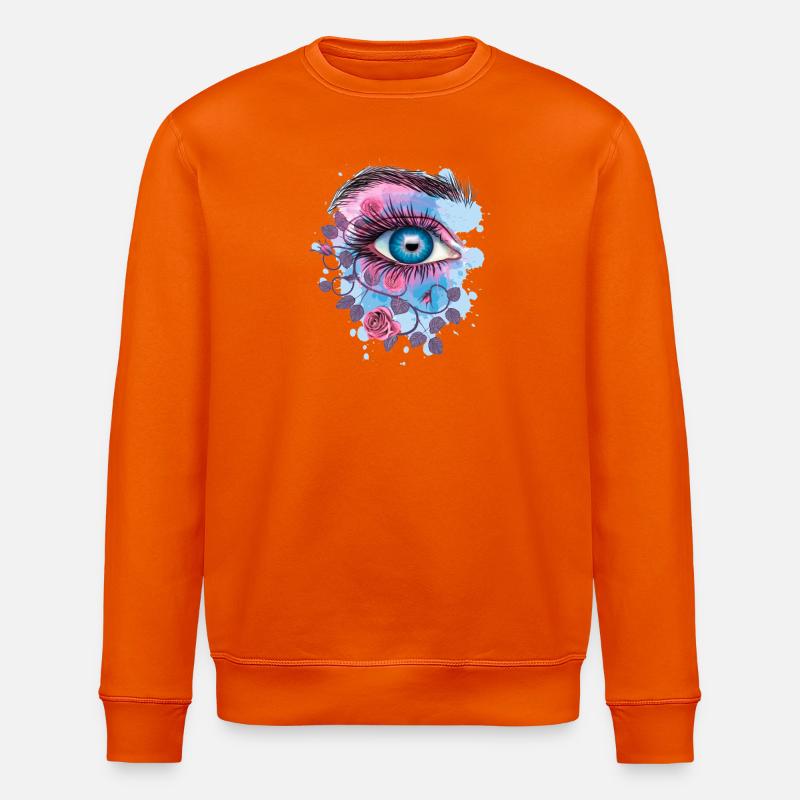 Blaues psychedelisches blumiges Auge - Stanley/Stella Unisex Bio-Sweatshirt ROLLER - Tieforange