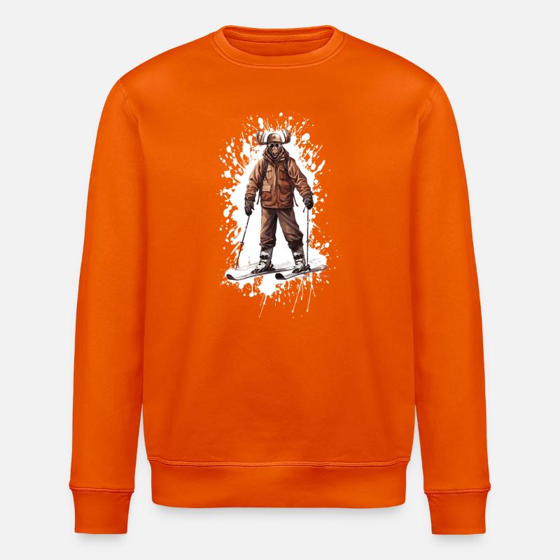 Elch Ski Skifahren - Stanley/Stella Unisex Bio-Sweatshirt ROLLER - Tieforange
