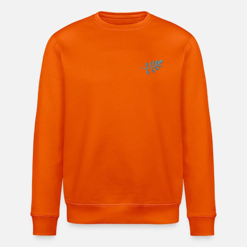 Hellblaues Blatt bestickt - Stanley/Stella Unisex Bio-Sweatshirt ROLLER - Tieforange