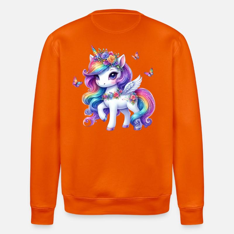 Regenbogenblüte Einhorn Flügel - Stanley/Stella Unisex Bio-Sweatshirt ROLLER - Tieforange