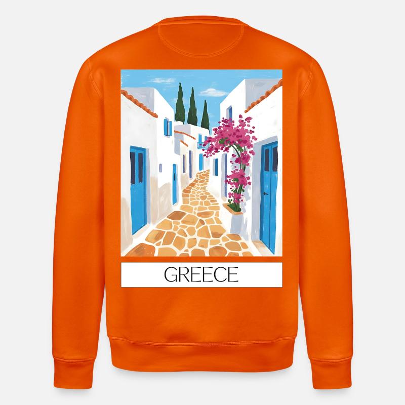 Chemin routier grec bleu & blanc - Sweat bio ROLLER Stanley/Stella Unisexe - orange profond