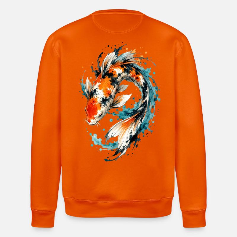 Éclaboussure de carpes koi aquarelle - Sweat bio ROLLER Stanley/Stella Unisexe - orange profond