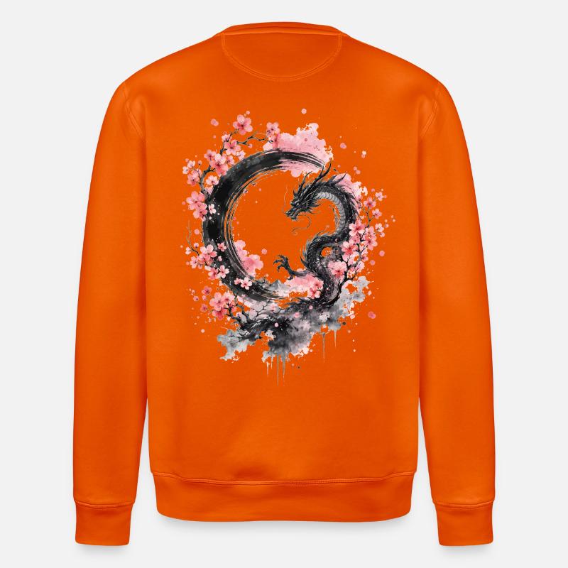 Sakura Dragon Ink Circle - Stanley/Stella Unisex Bio-Sweatshirt ROLLER - Tieforange