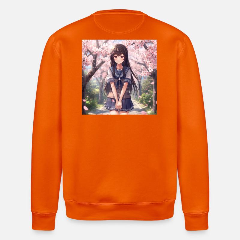 Kirschblüten Schulmädchen - Stanley/Stella Unisex Bio-Sweatshirt ROLLER - Tieforange