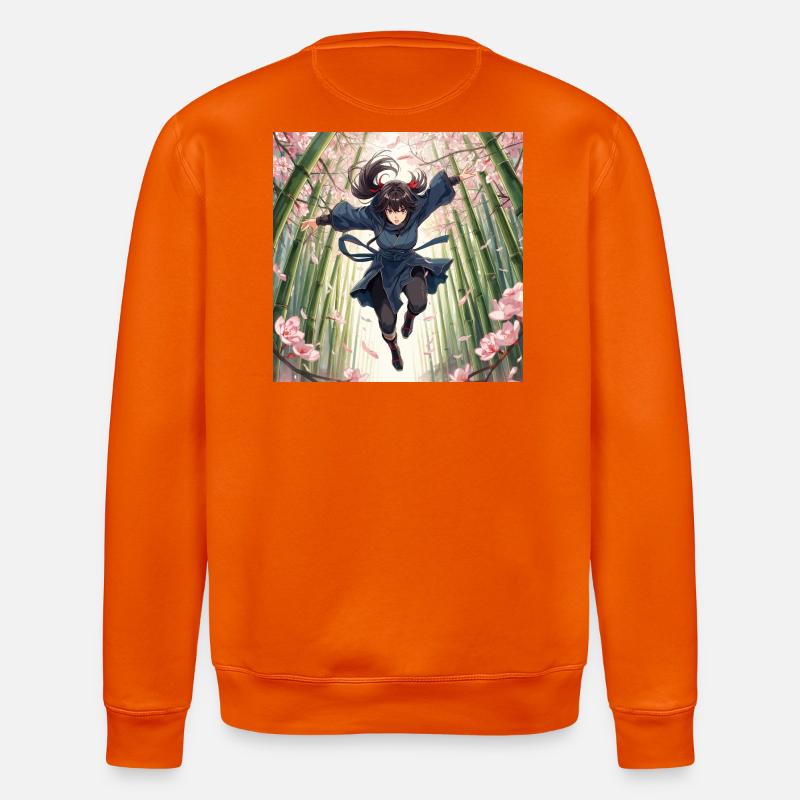 Bambusheldin im Kirschblütenpfad - Stanley/Stella Unisex Bio-Sweatshirt ROLLER - Tieforange