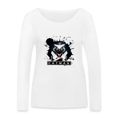 Catman Czerń - Ekologiczna koszulka damska Stanley/Stella z długim rękawem