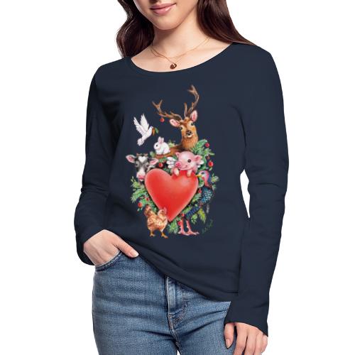 Christmas heart by Maria Tiqwah - Women's Organic Longsleeve Shirt by Stanley & Stella