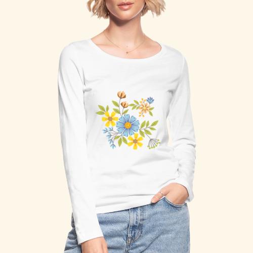 Blue Cream and Yellow FLOWERS - Ekologiczna koszulka damska Stanley/Stella z długim rękawem