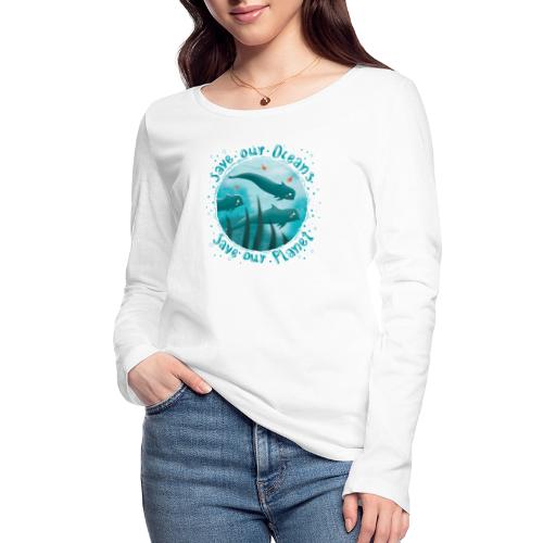 Save our Oceans - Save our Planet - Grindwale - Frauen Bio-Langarmshirt von Stanley & Stella