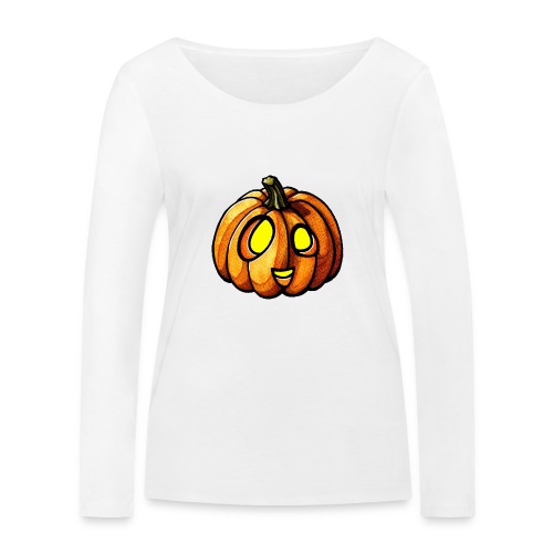 Pumpkin Halloween watercolor scribblesirii - Økologisk Stanley & Stella langærmet T-shirt til damer