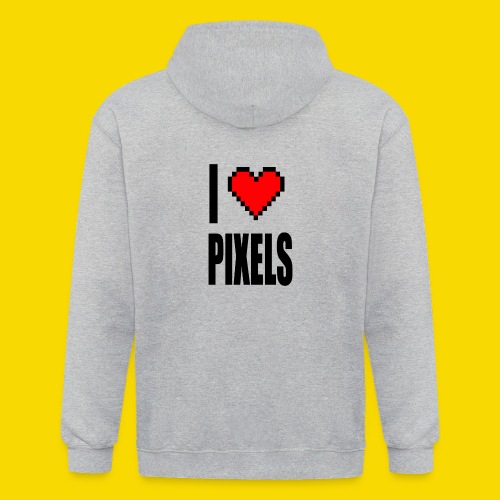 I Love Pixels - Unisex rozpinana bluza z kapturem z materiału o wysokiej gramaturze 
