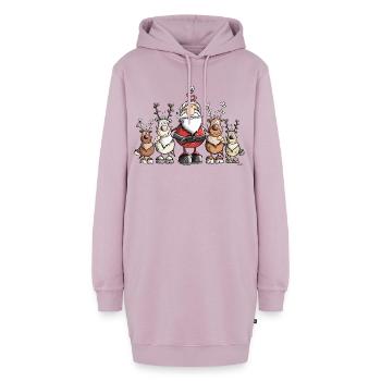 Weihnachtsmann unter Rentieren - Hoodie-Kleid - Altrosa - Vorne - AI Model Female 172 light (172cm)