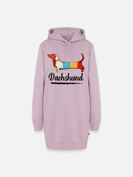 Bunter Dackel Farbblöcke - Hoodie-Kleid - Altrosa