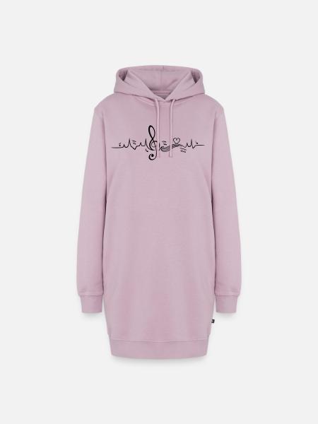 Herzschlag, Liebe zur Musik - Hoodie-Kleid - Altrosa