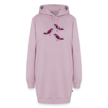 Lila Vogel Muster Trio - Hoodie-Kleid - Altrosa - Vorne - AI Model Female 172 light (172cm)
