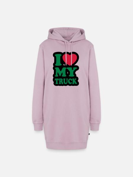 I love my truck - Ich liebe meinen LKW - Hoodie-Kleid - Altrosa