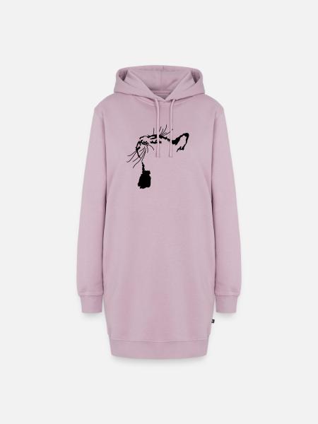 Katze - Hoodie-Kleid - Altrosa