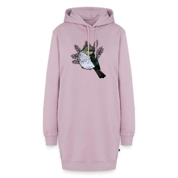 Vogel Zeichnung mit Tannenzweigen - Hoodie-Kleid - Altrosa - Vorne - AI Model Female 172 light (172cm)