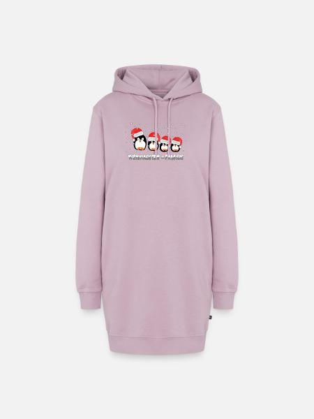 Weihnachten = Familie / X Mas / Pinguine / Schnee - Hoodie-Kleid - Altrosa