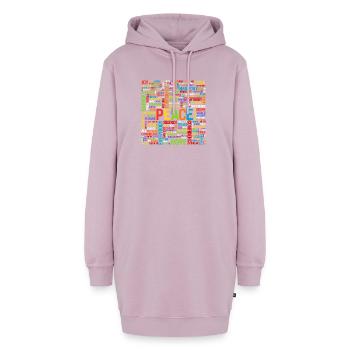 Frieden Wortwolke – Hoffnung & Harmonie - Hoodie-Kleid - Altrosa - Vorne - AI Model Female 172 light (172cm)